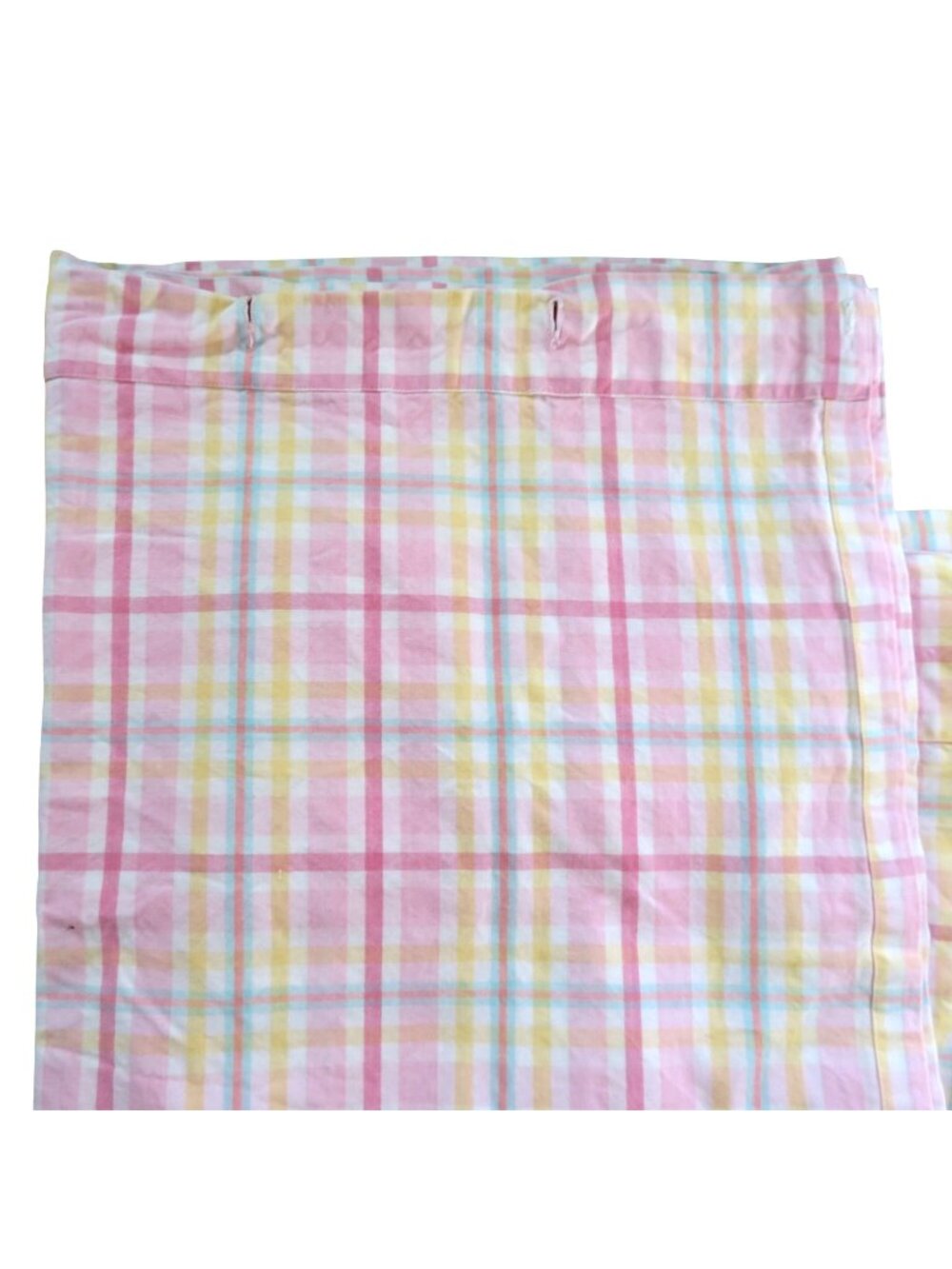Pottery Barn Kids Pink Tate Plaid Fabric Shower Curtain 70 x 72 Cotton